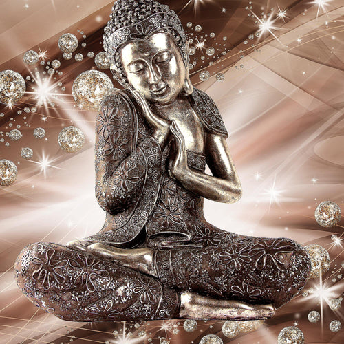 Runa Art Bild Buddha Feng Shui Modern Wandbilder Wohnzimmer Schlafzimmer 1 Teilig - Made In Germany - Diamant Beige Braun Flur 505415a