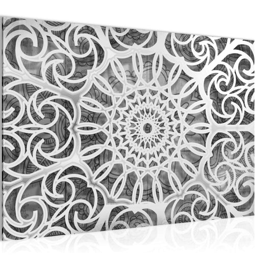 Runa Art Bild Mandala Abstrakt Modern Wandbilder Wohnzimmer Schlafzimmer 1 Teilig - Made In Germany - Grau Schwarz Weiss Flur 109615c