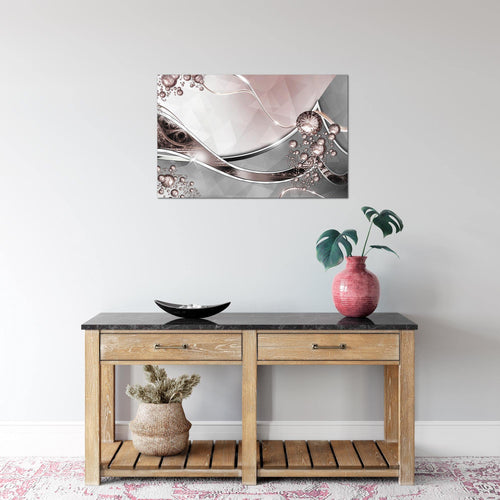 Runa Art Bild Abstrakt Modern Wandbilder Wohnzimmer 1 Teilig - Made In Germany - Diamant Grau Rosa Flur 109115a