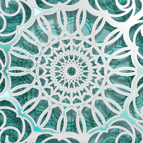 Runa Art Bild Mandala Abstrakt Modern Wandbilder Wohnzimmer Schlafzimmer 1 Teilig - Made In Germany - Orientalisch Türkis Grau Flur 109615b