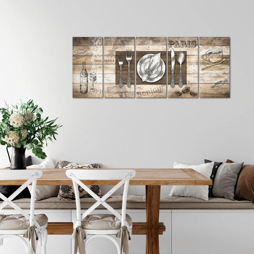 Runa Art Bild Küche Abstrakt Wandbilder auf Vlies Leinwand 5 Teilig Wanddekoration Esszimmer Küchenbilder 038156a