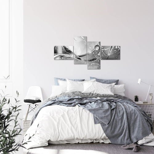 Runa Art Wandbilder Set XXL Abstrakt Wohnzimmer Schlafzimmer Schwarz Weiss Grau 4 Teilig - Made in Germany - 109145c