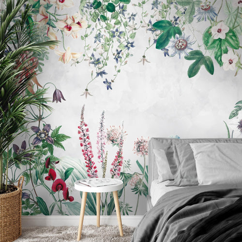 Novart Fototapeten 396 x 280 cm Blumen Blätter - Vlies Wanddekoration Wohnzimmer Schlafzimmer - Deutsche Manufaktur - Grün Pflanze N9128012a