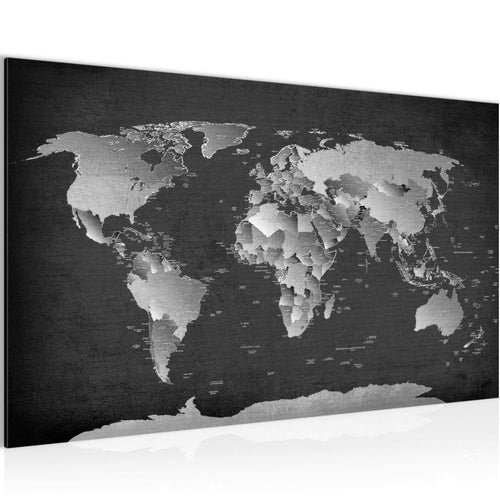 Runa Art Peinture Carte Du Monde Moderne Tableau Decoration Murale - 100% Made In Germany - Carte Noir Blanc Salle 107614b