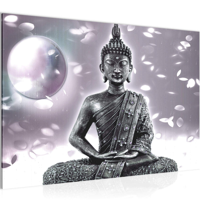 Runa Art Bild Buddha Feng Shui Modern Wandbilder Wohnzimmer Schlafzimmer 1 Teilig - Made In Germany - Zen Grau Rosa Flur 501015c