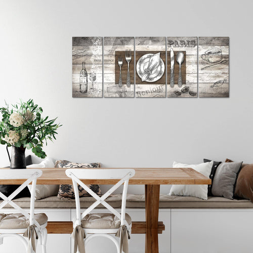 Runa Art Bild Küche Abstrakt Wandbilder auf Vlies Leinwand 5 Teilig Wanddekoration Esszimmer Küchenbilder 038156c