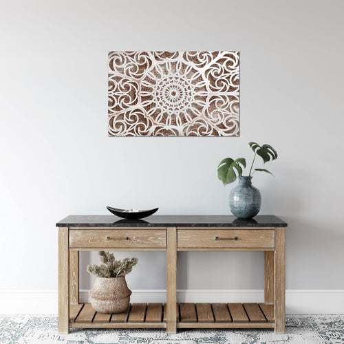 Runa Art Bild Mandala Abstrakt Modern Wandbilder Wohnzimmer Schlafzimmer 1 Teilig - Made In Germany - Orientalisch Beige Weiss Flur 109615a