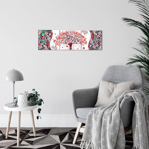 Runa Art - Bilder Gustav Klimt - Baum des Lebens 120 x 40 cm 3 Teilig Wandbild auf Vlies Leinwand Rosa Mehrteilig Modern 004633c