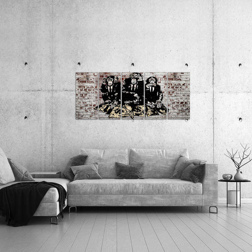 Runa Art Bild Street Art Affen Wandbilder auf Vlies Leinwand 5 Teilig Wanddekoration Loft Wohnzimmer 303456c