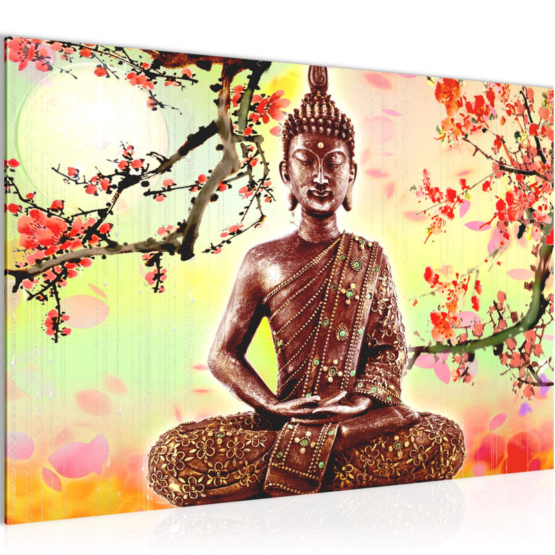 Runa Art Bild Buddha Feng Shui Modern Wandbilder Wohnzimmer Schlafzimmer 1 Teilig - Made In Germany - Relax Spa Bunt Flur 500615c