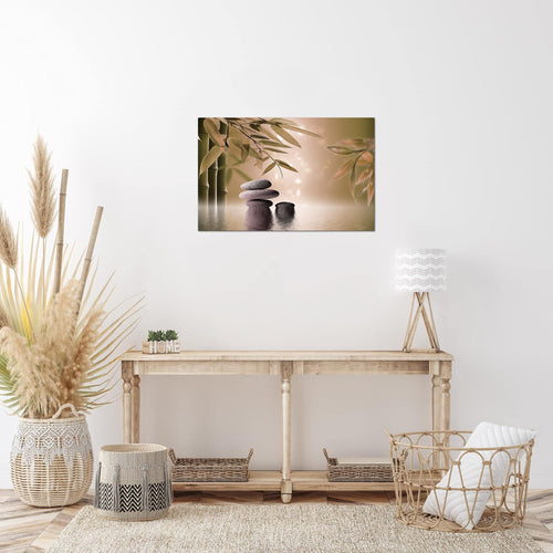 Runa Art Bild Feng Shui Steine Modern Wandbilder Wohnzimmer Schlafzimmer 1 Teilig - Made In Germany - Zen Beige Braun Flur 501915b