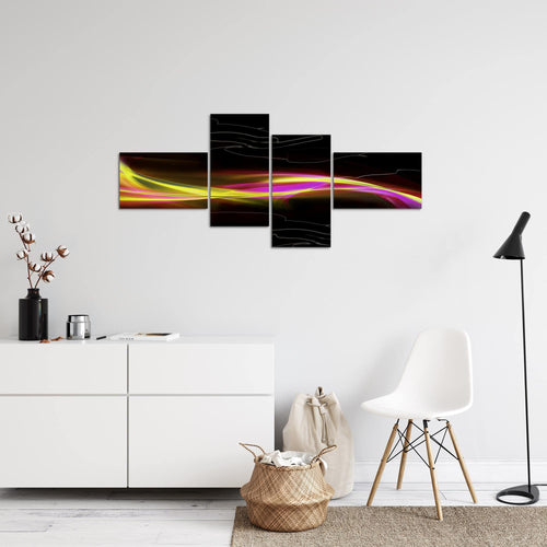 Runa Art Wandbilder Set XXL Abstrakt Wohnzimmer Schlafzimmer Schwarz Gelb Rosa 4 Teilig - Made in Germany - 103245a