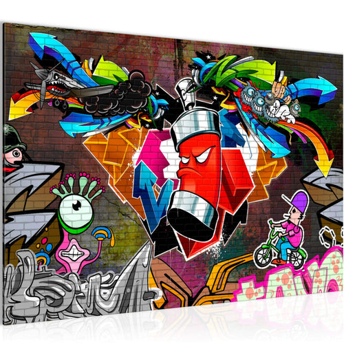 Runa Art Bild Graffiti Modern Wandbilder Loft Wohnzimmer 1 Teilig - Made In Germany - Street Art Bunt Flur 401815a