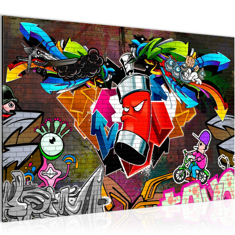Runa Art Bild Graffiti Modern Wandbilder Loft Wohnzimmer 1 Teilig - Made In Germany - Street Art Bunt Flur 401815a