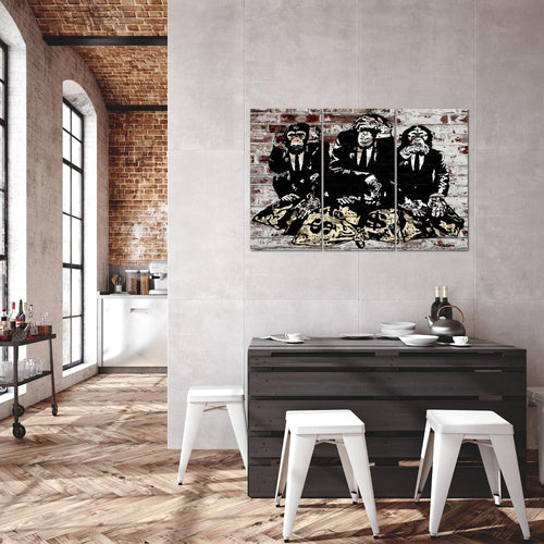 Runa Art Wandbilder Street Art Affen Bild XXL Loft Wohnzimmer Braun Duke of Lancaster UK 120 x 80 cm 3 Teilig 303431c