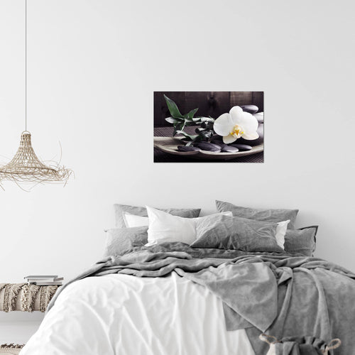 Runa Art Bild Feng Shui Orchidee Modern Wandbilder Wohnzimmer Schlafzimmer 1 Teilig - Made In Germany - Bambus Schwarz Weiss Flur 502315c