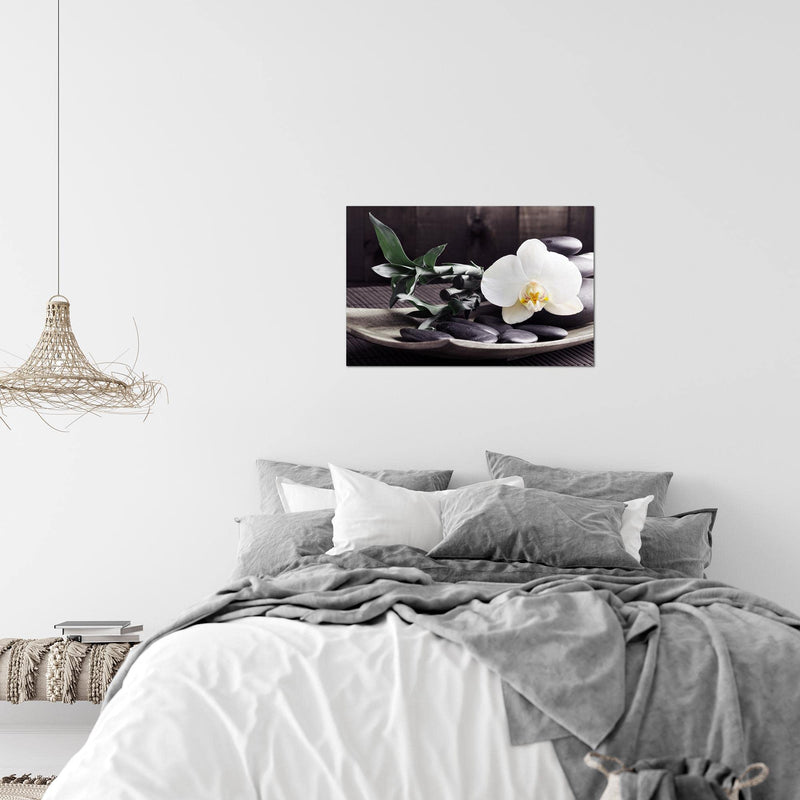 Runa Art Bild Feng Shui Orchidee Modern Wandbilder Wohnzimmer Schlafzimmer 1 Teilig - Made In Germany - Bambus Schwarz Weiss Flur 502315c