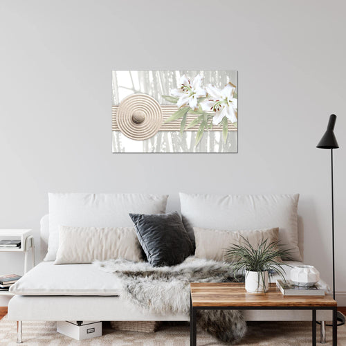 Runa Art Bild Feng Shui Lilie Modern Wandbilder Wohnzimmer Schlafzimmer 1 Teilig - Made In Germany - Relax Grau Beige Flur 501115c