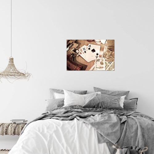 Runa Art Bild Poker Whisky Modern Wandbilder Wohnzimmer Schlafzimmer 1 Teilig - Made In Germany - Abstrakt Beige Braun Flur 103515a