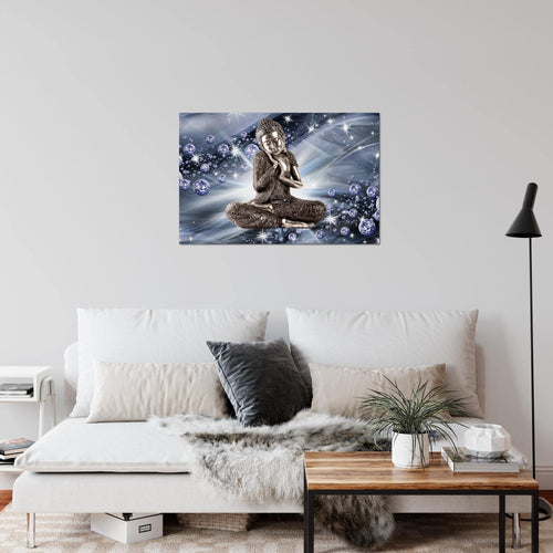 Runa Art Bild Buddha Feng Shui Modern Wandbilder Wohnzimmer Schlafzimmer 1 Teilig - Made In Germany - Abstrakt Blau Grau Flur 505415b