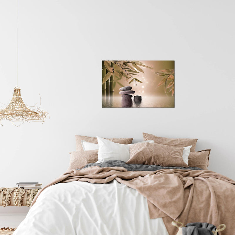 Runa Art Bild Feng Shui Steine Modern Wandbilder Wohnzimmer Schlafzimmer 1 Teilig - Made In Germany - Zen Beige Braun Flur 501915b