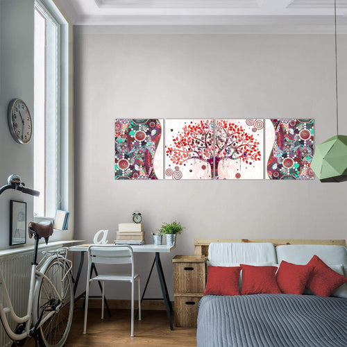 Runa Art Bilder Set 4 Teilig Gustav Klimt Baum des Lebens Wandbilder XXL Wohnzimmer 160 x 50 cm Grün Modern 004646b