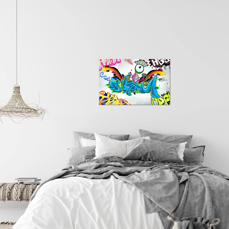 Runa Art Bild Graffiti Modern Wandbilder Loft Wohnzimmer 1 Teilig - Made In Germany - Street Art Bunt Flur 401615a