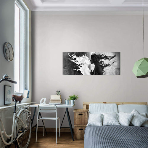 Runa Art Wandbild Blumen Pflanzen 100 x 40 cm Modern Bild auf Vlies Leinwand Weiß Wohnzimmer Schlafzimmer Büro Blumen 005012b