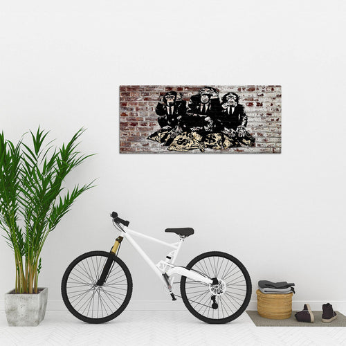 Runa Art Wandbild Street Art Affen 1 Teilig 100 x 40 cm Modern Bild auf Vlies Leinwand Duke of Lancaster UK Loft Wohnzimmer Braun 303412c