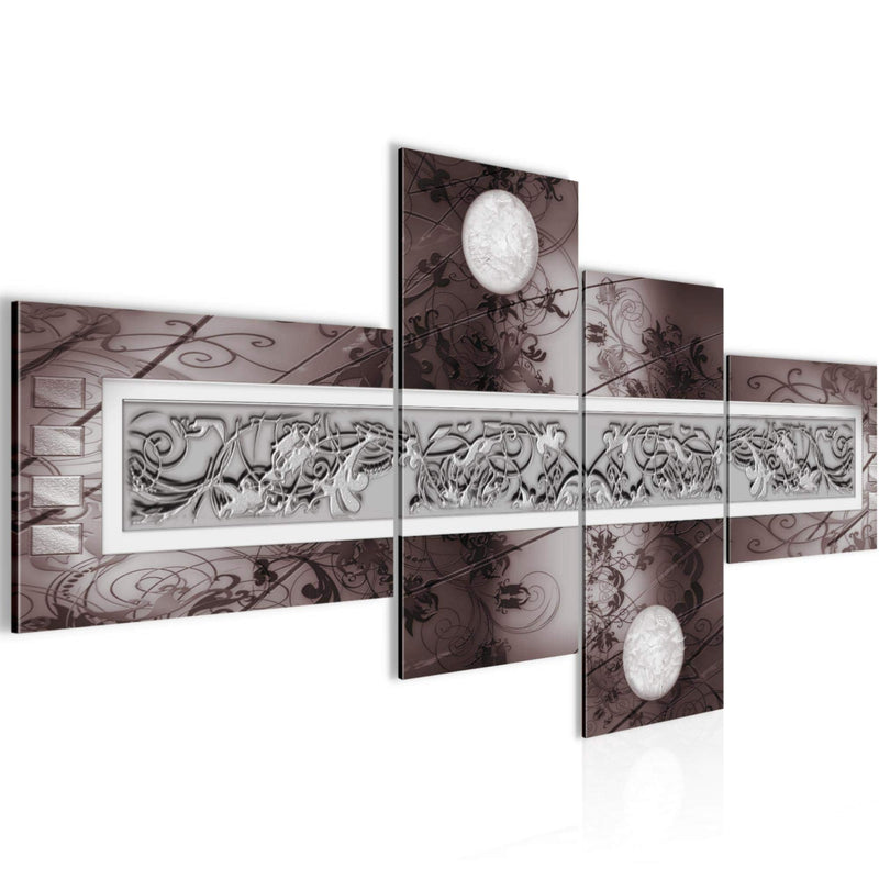 Runa Art Wandbilder Set XXL Abstrakt Wohnzimmer Schlafzimmer Grau Rosa 4 Teilig - Made in Germany - 102345c