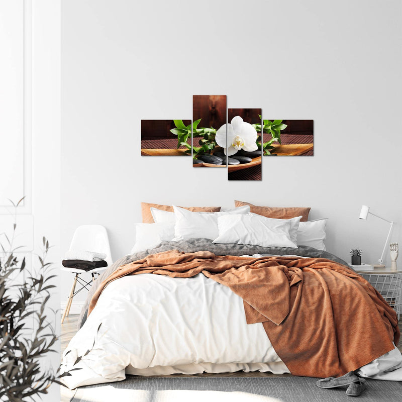 Runa Art Wandbilder Set XXL Feng Shui OrchideeWohnzimmer Schlafzimmer Braun Grün 4 Teilig - Made in Germany - 502345a