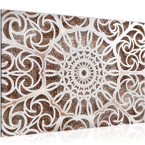 Runa Art Bild Mandala Abstrakt Modern Wandbilder Wohnzimmer Schlafzimmer 1 Teilig - Made In Germany - Orientalisch Beige Weiss Flur 109615a