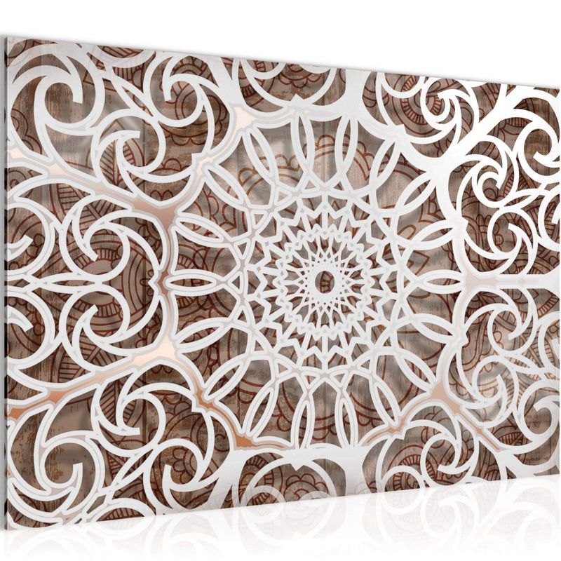 Runa Art Bild Mandala Abstrakt Modern Wandbilder Wohnzimmer Schlafzimmer 1 Teilig - Made In Germany - Orientalisch Beige Weiss Flur 109615a