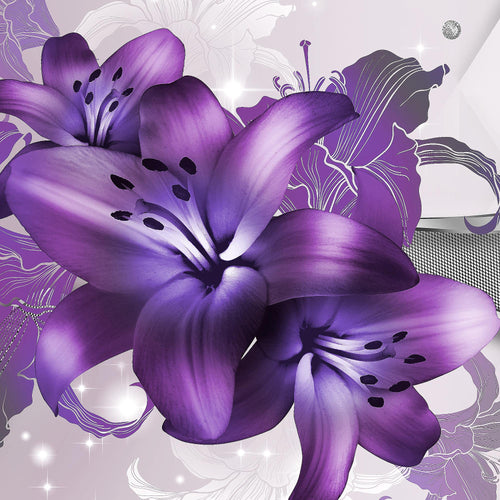 Runa Art Bild Wohnzimmer Schlafzimmer Blumen Lilien 5 Teilig Abstrakt Rot Weiß Wandbilder auf Vlies Leinwand 016553b