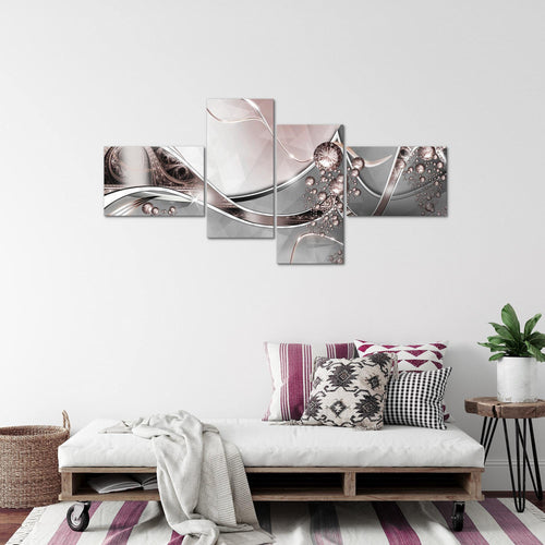 Runa Art Wandbilder Set XXL Abstrakt Wohnzimmer Schlafzimmer Grau Rosa 4 Teilig - Made in Germany - 109145a