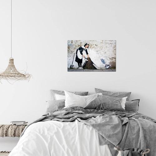 Runa Art Bild Maid Banksy Modern Wandbilder Loft Wohnzimmer 1 Teilig - Made In Germany - Street Art Braun Flur 301715a