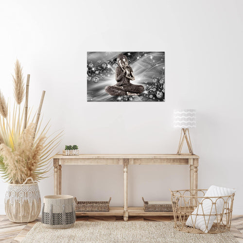 Runa Art Bild Buddha Feng Shui Modern Wandbilder Wohnzimmer Schlafzimmer 1 Teilig - Made In Germany - Zen Schwarz Weiss Flur 505415c