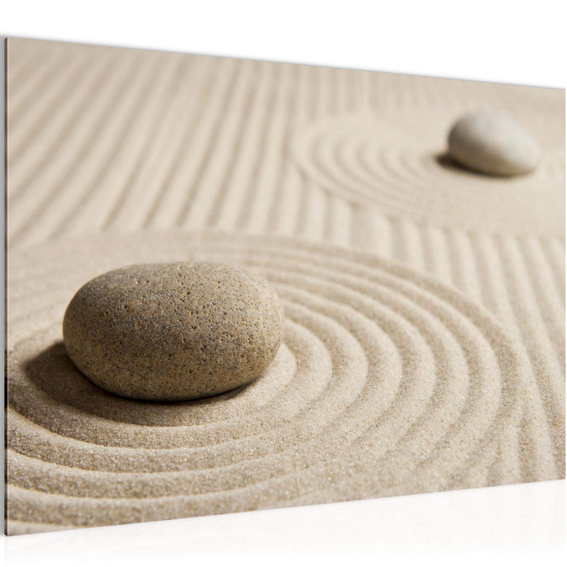 Runa Art Bild Feng Shui Steine Modern Wandbilder Wohnzimmer Schlafzimmer 1 Teilig - Made In Germany - Zen Spa Beige Flur 500915a