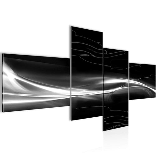 Runa Art Wandbilder Set XXL Abstrakt Wohnzimmer Schlafzimmer Schwarz Weiss Grau 4 Teilig - Made in Germany - 103245c