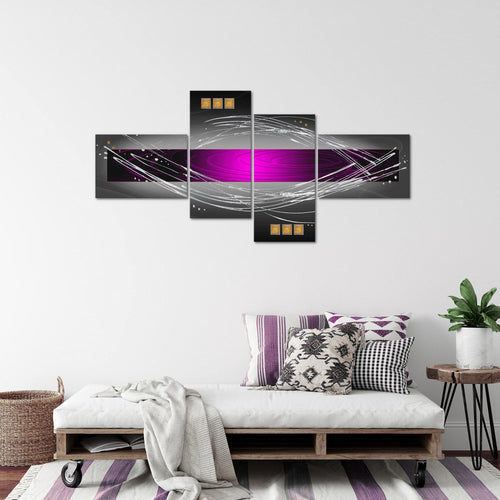 Runa Art Wandbilder Set XXL Abstrakt Wohnzimmer Schlafzimmer Violett Lila Grau 4 Teilig - Made in Germany - 103145b
