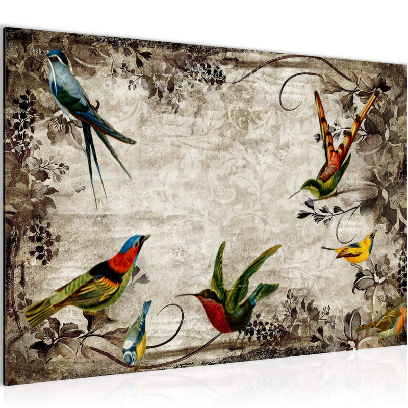 Runa Art Bild Vintage Vogel Modern Wandbilder Wohnzimmer Schlafzimmer 1 Teilig - Made In Germany - Abstrakt Beige Braun Flur 108615a
