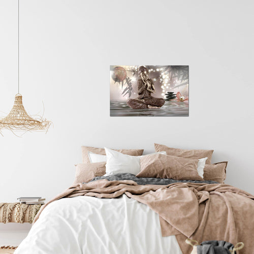 Runa Art Bild Buddha Feng Shui Modern Wandbilder Wohnzimmer Schlafzimmer 1 Teilig - Made In Germany - Spa Zen Beige Flur 503415a