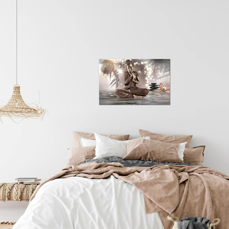 Runa Art Bild Buddha Feng Shui Modern Wandbilder Wohnzimmer Schlafzimmer 1 Teilig - Made In Germany - Spa Zen Beige Flur 503415a