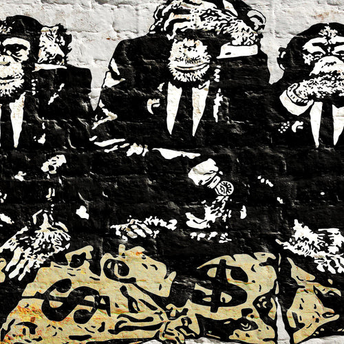 Runa Art Wandbilder Street Art Affen Bild XXL Loft Wohnzimmer Grau Duke of Lancaster UK 120 x 80 cm 3 Teilig 303431a
