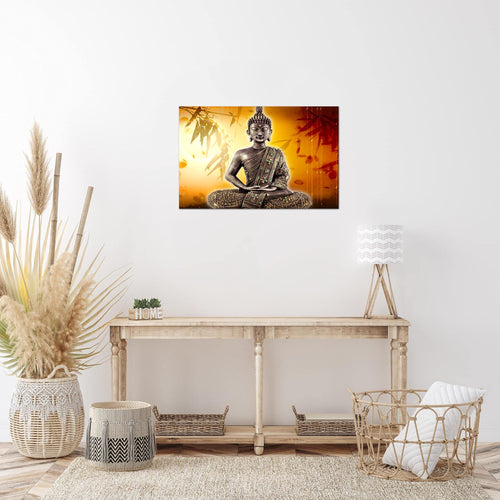 Runa Art Bild Buddha Modern Wandbilder Wohnzimmer Schlafzimmer 1 Teilig - Made In Germany - Relax zen Orange Flur 500315b