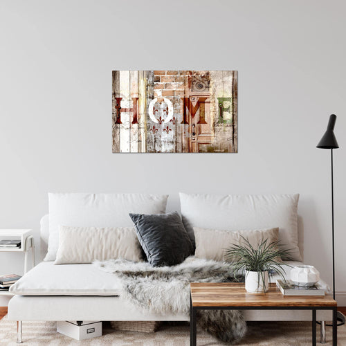 Runa Art Bild Home Modern Wandbilder Schlafzimmer Wohnzimmer 1 Teilig - Made In Germany - Holzoptik Beige Braun Flur 502815b