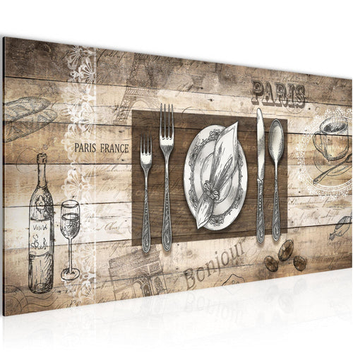 Runa Art Wandbild Küche Abstrakt 1 Teilig 100 x 40 cm Modern Bild auf Vlies Leinwand Kaffee Esszimmer Küchenbilder Beige Braun 038112a