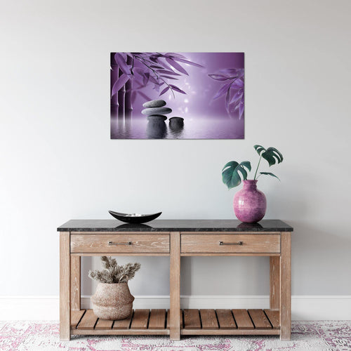 Runa Art Bild Feng Shui Steine Modern Wandbilder Wohnzimmer Schlafzimmer 1 Teilig - Made In Germany - Relax Lila Violett Flur 501915c