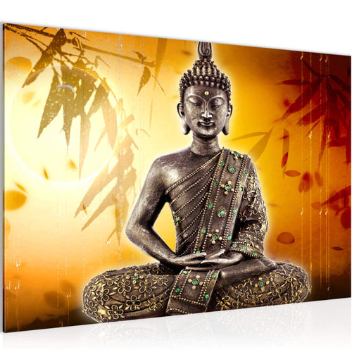 Runa Art Bild Buddha Modern Wandbilder Wohnzimmer Schlafzimmer 1 Teilig - Made In Germany - Relax zen Orange Flur 500315b