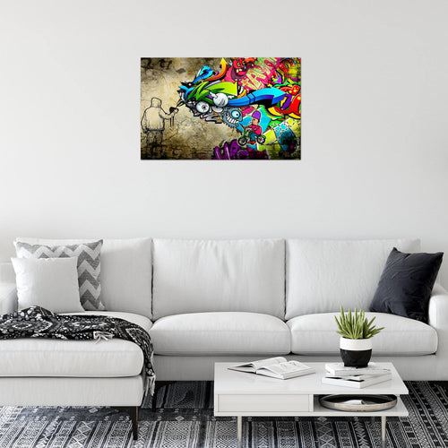 Runa Art Bild Graffiti Modern Wandbilder Loft Wohnzimmer 1 Teilig - Made In Germany - Street Art Bunt Flur 401915a